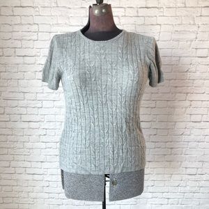 Vintage short sleeve sweater gray cable knit soft stretchy